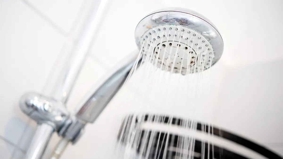 ARCHIV - 14.09.2022, Niedersachsen, Oldenburg: Ein Duschkopf hängt in einer Dusche in einem Badezimmer. (Illustration zu dpa  "Turnhallen nach Legionellen-Fällen in Cottbus vorläufig gesperrt") Foto: Hauke-Christian Dittrich/dpa +++ dpa-Bildfunk +++