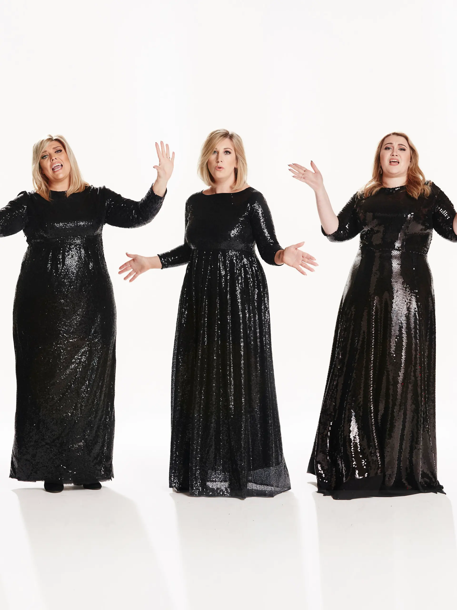 Die Adele-Doppelgängerinnen Katie Markham, Maria Herriott, Jodie Evans, Christina Rogers und Helen Ward Jackson (v.l.n.r.).