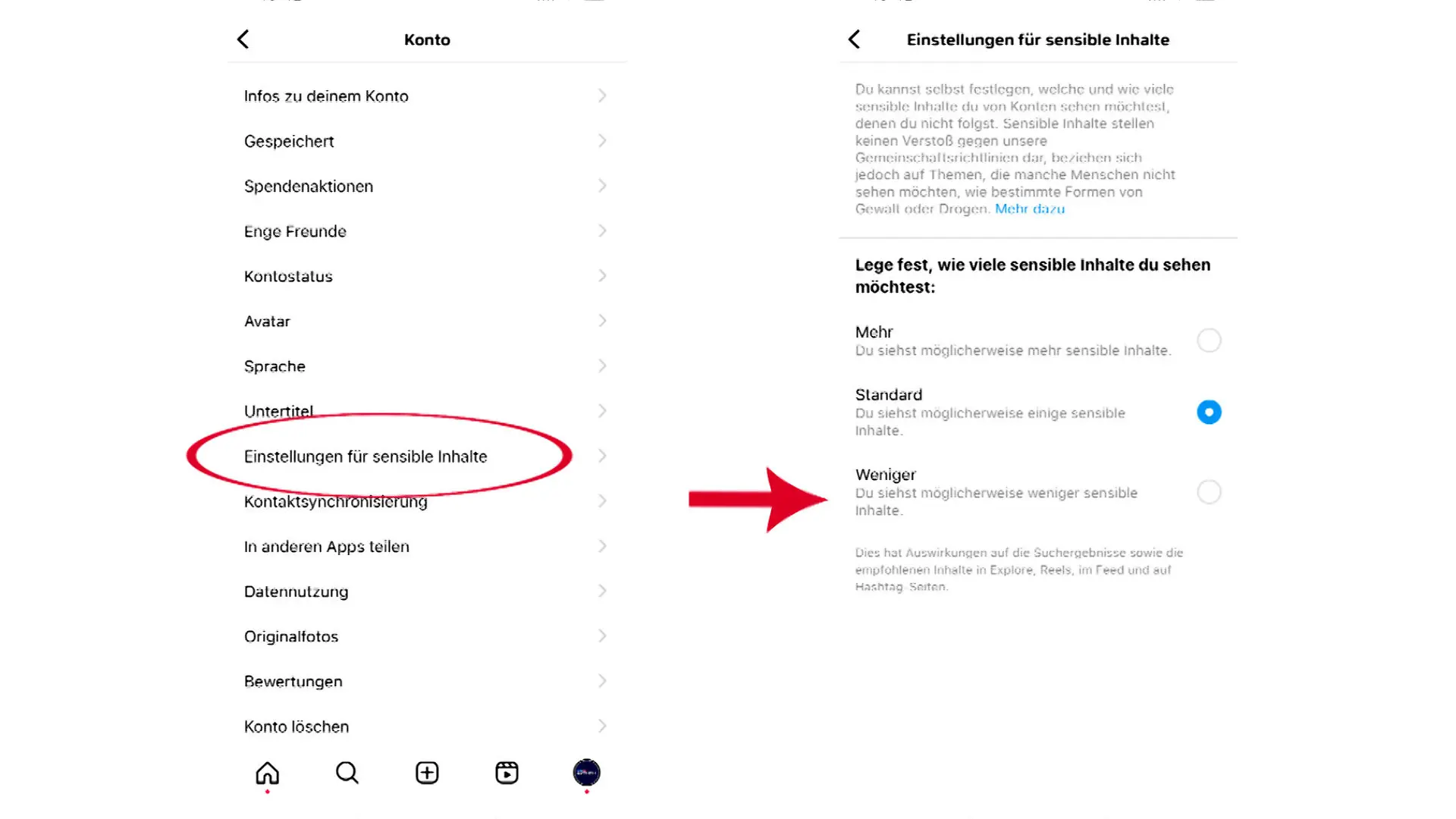 So schränken Sie "sensible Inhalte" bei Instagram ein.