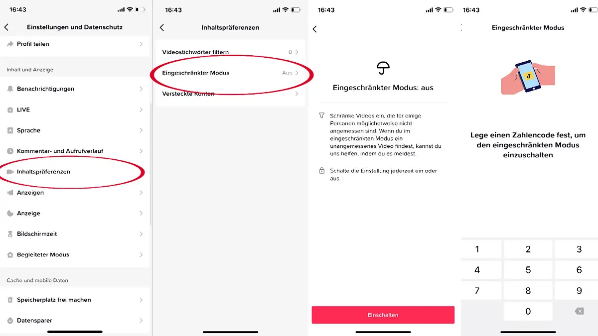 So beschränken Sie problematische Inhalte bei TikTok.