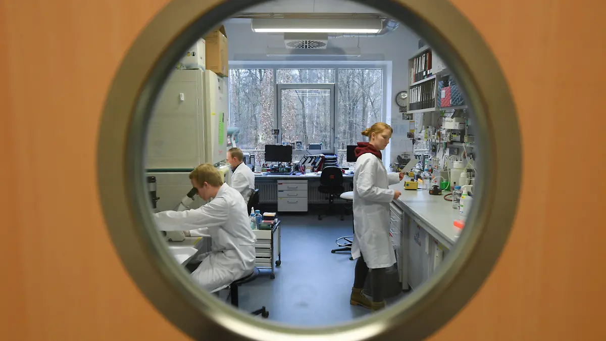 24.01.2020, Hessen, Marburg: Mitarbeiter des Instituts für Virologie der Philipps-Universität Marburg arbeiten in einem Forschungslabor. Das neuartige Coronavirus beschäftigt auch hessische Wissenschaftler. Die Virologen der Uni Marburg sind an der Entwicklung eines Impfstoffs gegen den Lungen-Erreger beteiligt. Foto: Arne Dedert/dpa +++ dpa-Bildfunk +++