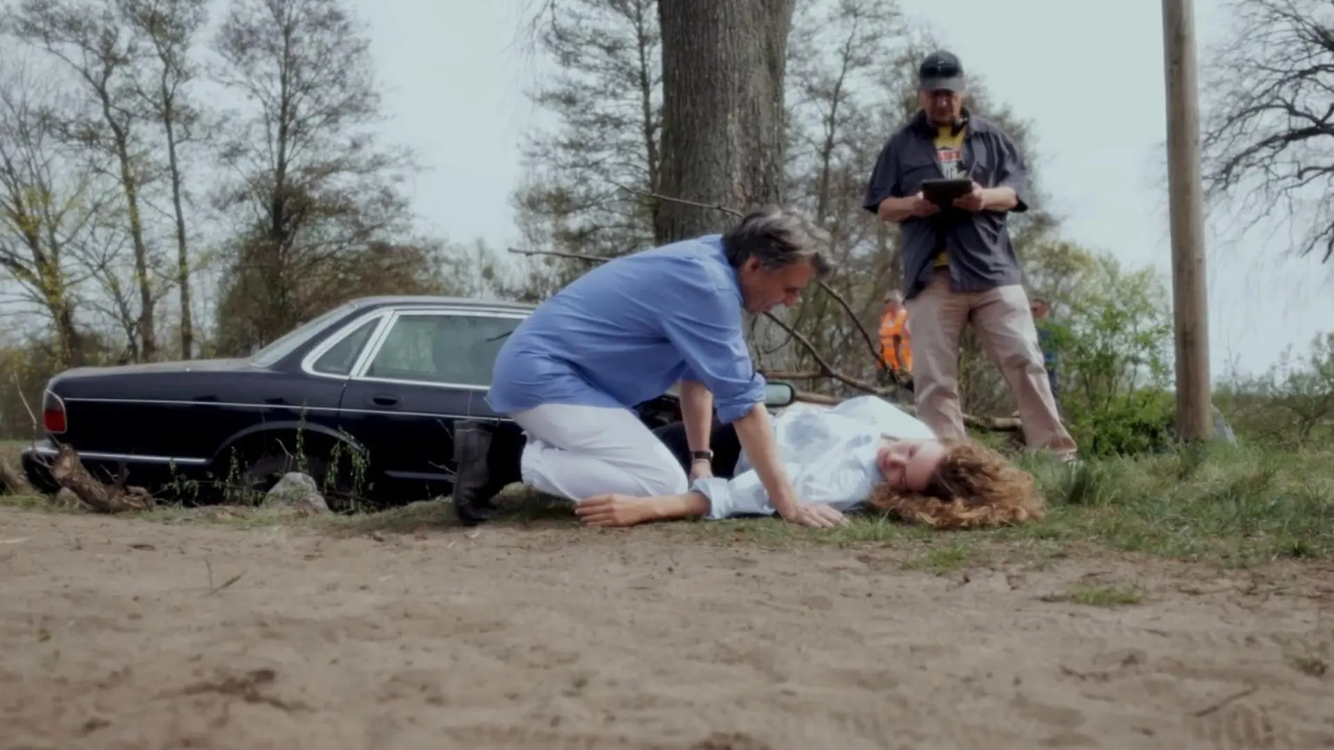Wolfgang Bahro und Christina Arends beim Unfalldreh