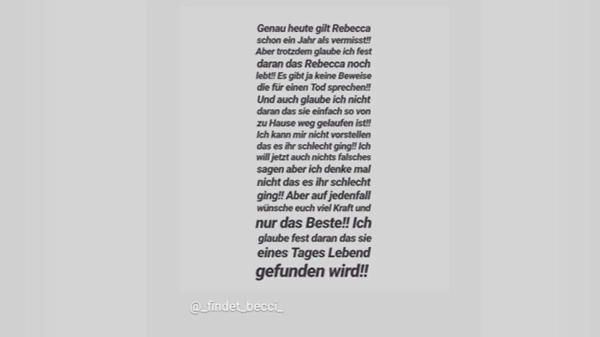 Rebeccas Schwester Vivien postete mehrere emotionale Bilder auf Instagram.
