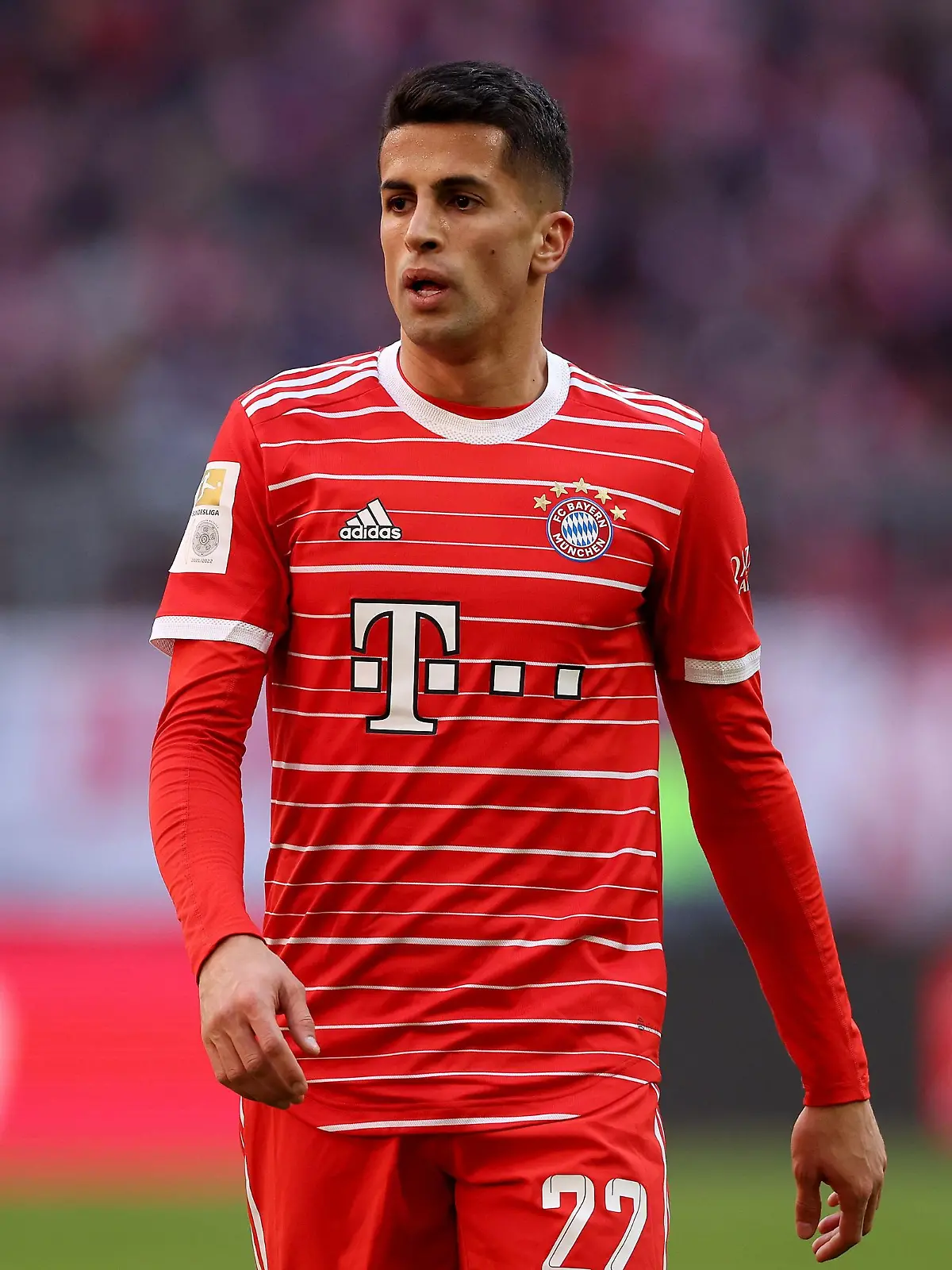 MUNICH, GERMANY - MARCH 11: Joao Cancelo of FC Bayern München looks on during the Bundesliga match between FC Bayern München and FC Augsburg at Allianz Arena on March 11, 2023 in Munich, Germany. (Photo by Alexander Hassenstein/Getty Images)