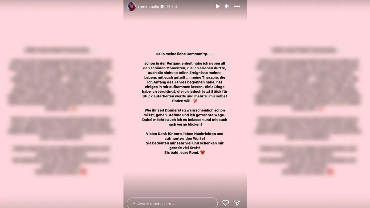 Romina Palm äußert sich in einem zweiten Statement zur Trennung von Stefano Zarrella.
