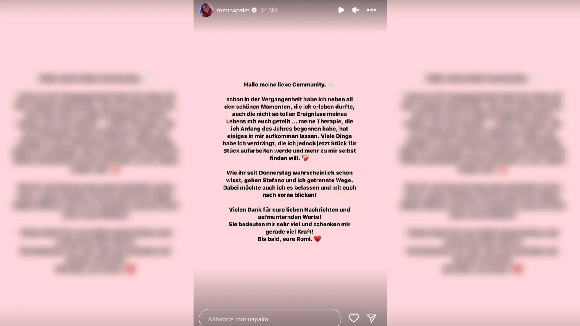 Romina Palm äußert sich in einem zweiten Statement zur Trennung von Stefano Zarrella.