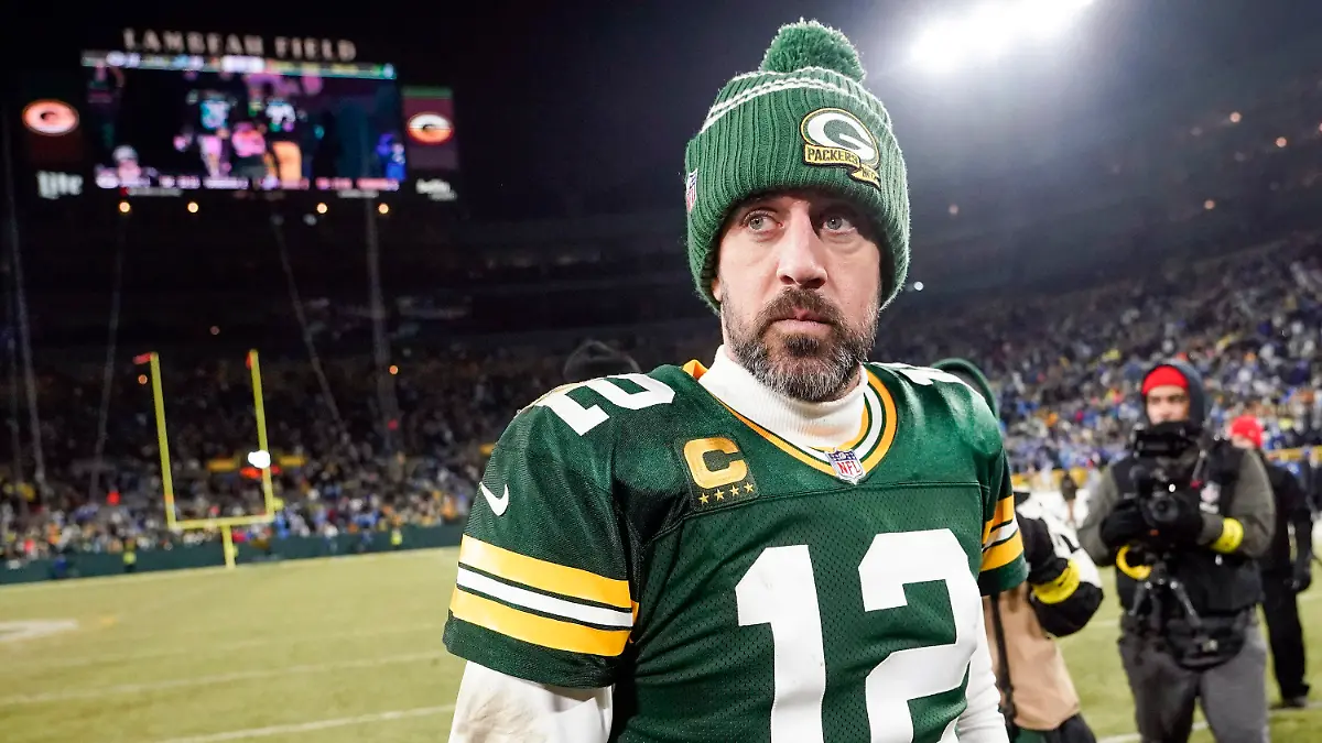 FILE - Green Bay Packers' Aaron Rodgers walks off the field after an NFL football game against the Detroit Lions, Sunday, Jan. 8, 2023, in Green Bay, Wis. Rodgers says he will make a decision on his future “soon enough” as the four-time MVP quarterback ponders whether to play this season and if his future remains with the Packers. (AP Photo/Morry Gash, File)