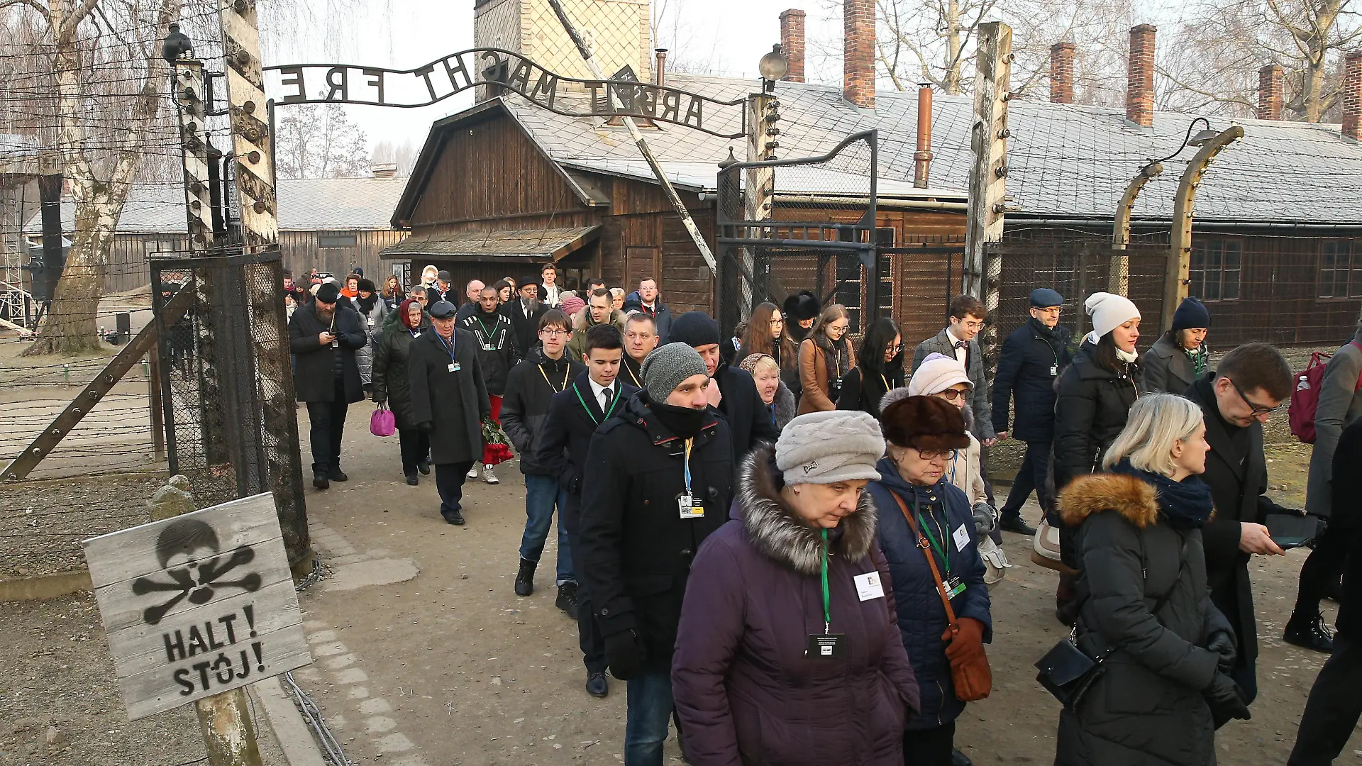January 27, 2020, Oswiecim, Poland:
The main gate of the Nazi concentration and extermination camp Auschwitz bearing the motto Arbeit macht frei (Work brings freedom).
75th anniversary of Auschwitz liberation and Holocaust Remembrance Day.
The biggest German Nazi concentration and extermination camp KL Auschwitz-Birkenau was liberated by the Red Army on 27 January 1945.
(Credit Image: Damian Klamka/ZUMA Wire)
Pictured: GV,General View
Ref: SPL5143287 270120 NON-EXCLUSIVE
Picture by: Damian Klamka/ZUMA Wire / SplashNews.com
Splash News and Pictures
Los Angeles: 310-821-2666
New York: 212-619-2666
London: +44 (0)20 7644 7656
Berlin: +49 175 3764 166
photodesk@splashnews.com
World Rights, No Argentina Rights, No Belgium Rights, No China Rights, No Czechia Rights, No Finland Rights, No Hungary Rights, No Japan Rights, No Mexico Rights, No Netherlands Rights, No Norway Rights, No Peru Rights, No Portugal Rights, No Slovenia Rights, No Sweden Rights, No Switzerland Rights, No Taiwan Rights, No United Kingdom Rights