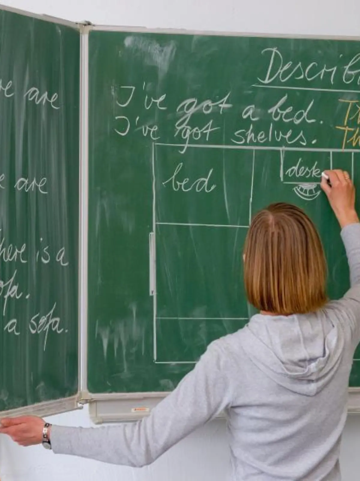 Lehrerin an einer Schultafel