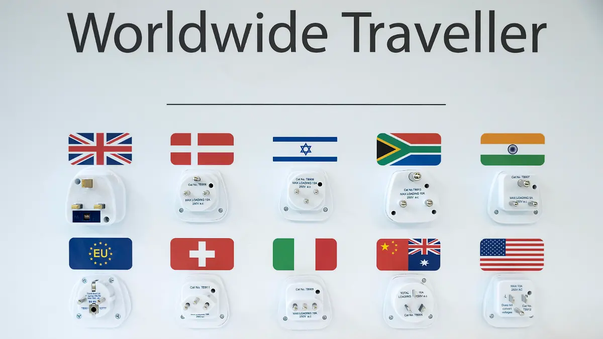 Verschiedene internationale Steckersysteme, aufgenommen am 04.09.2018 auf der Internationalen Funkausstellung (IFA) in Berlin. Foto: Florian Schuh