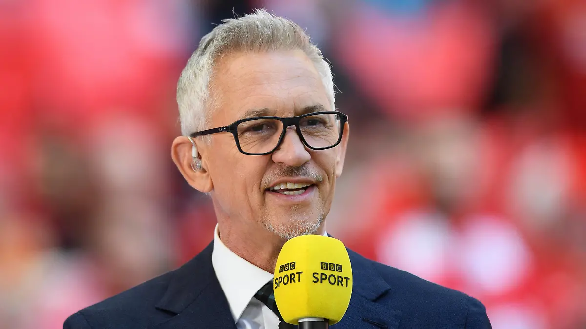 Manchester City v Liverpool - Emirates FA Cup - Semi Final - Wembley Stadium BBC TV presenter and footballer Gary Lineker during the FA Cup Semi-Final at Wembley PUBLICATIONxNOTxINxUKxIRL Copyright: xMarkxPainx 66451387
