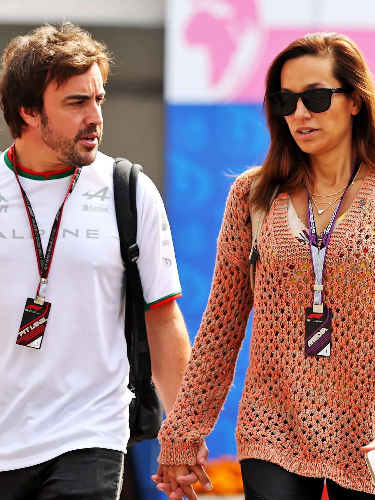 Mexican Grand Prix - Preparation Day - Autodromo Hermanos Rodriguez. (L to R): Fernando Alonso (ESP) Alpine F1 Team with girlfriend Andrea Schlager (AUT) Journalist. Mexican Grand Prix, Thursday 27th October 2022. Mexico City, Mexico. URN:69482144