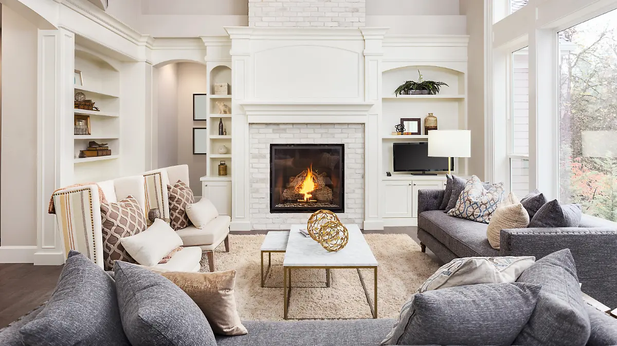 living room in newly constructed luxury home