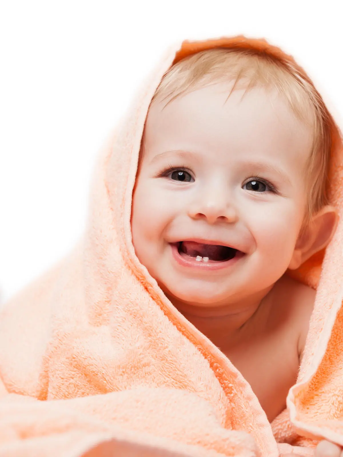 Baby lächelt mit Zähnen
