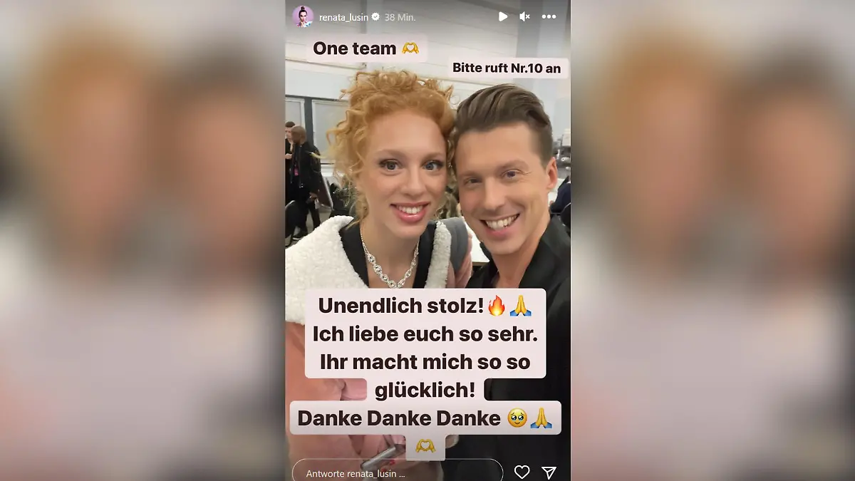 Renata Lusin ist stolz auf ihren Ehemann Valentin Lusin und Anna Ermakova. Quelle: instagram/renata_lusin