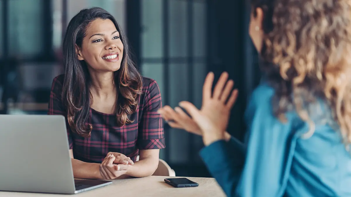 Businesswomen talking in the office