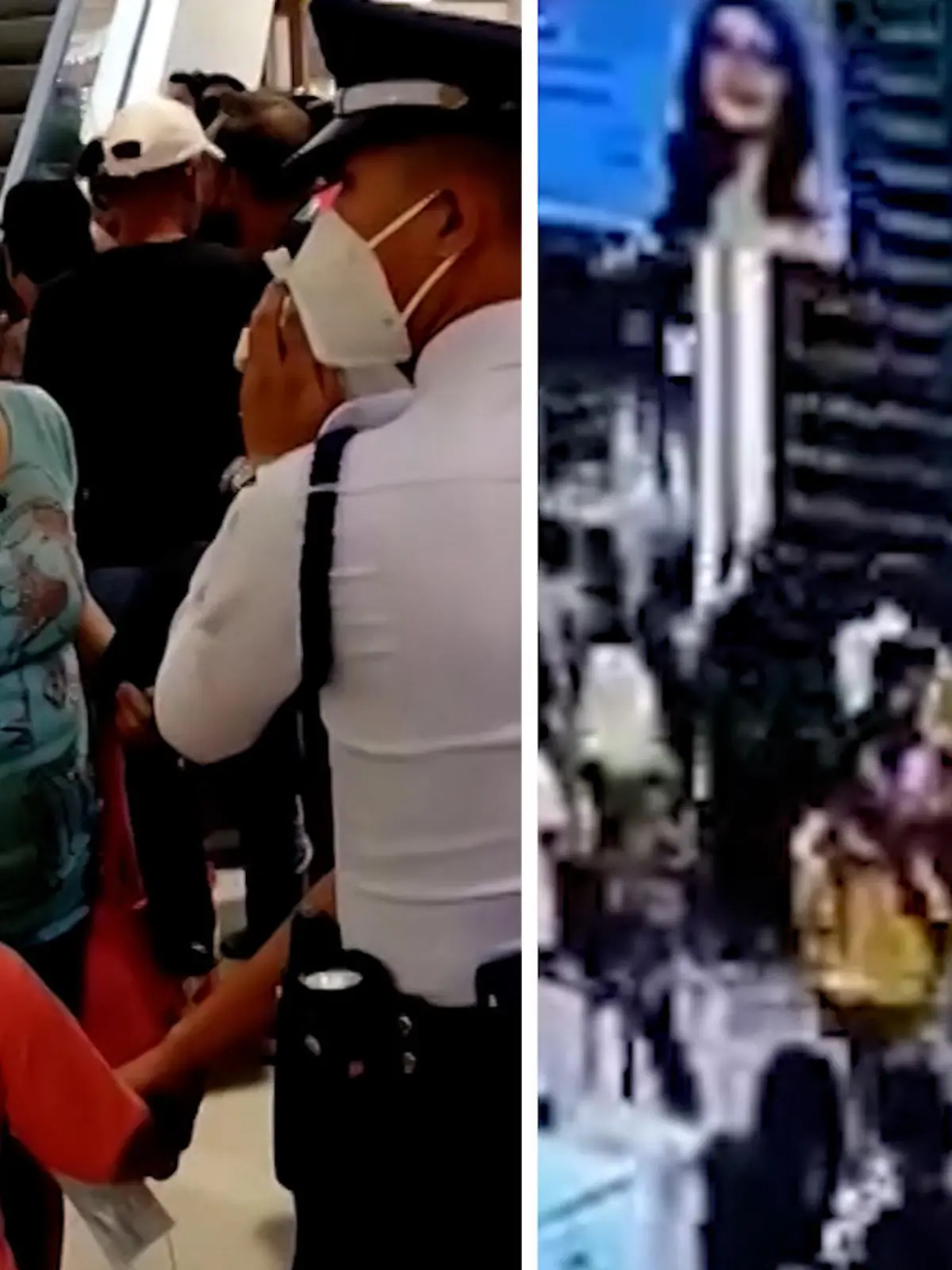 Eine Überwachungskamera in einem philippinischen Einkaufszentrum filmt den Moment, in dem eine Rolltreppe versagt. Durch den technischen Defekt legt die Treppe den Rückwärtsgang ein, sämtliche Kunden fallen rückwärts herunter.
