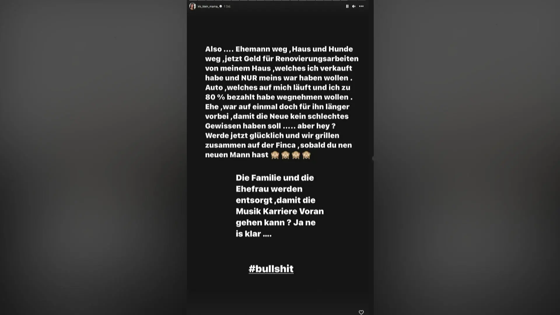 Jetzt mit Peter auf gute Freunde zu machen, fühlt sich für Iris Klein falsch an. Quelle: instagram/iris_klein_mama_