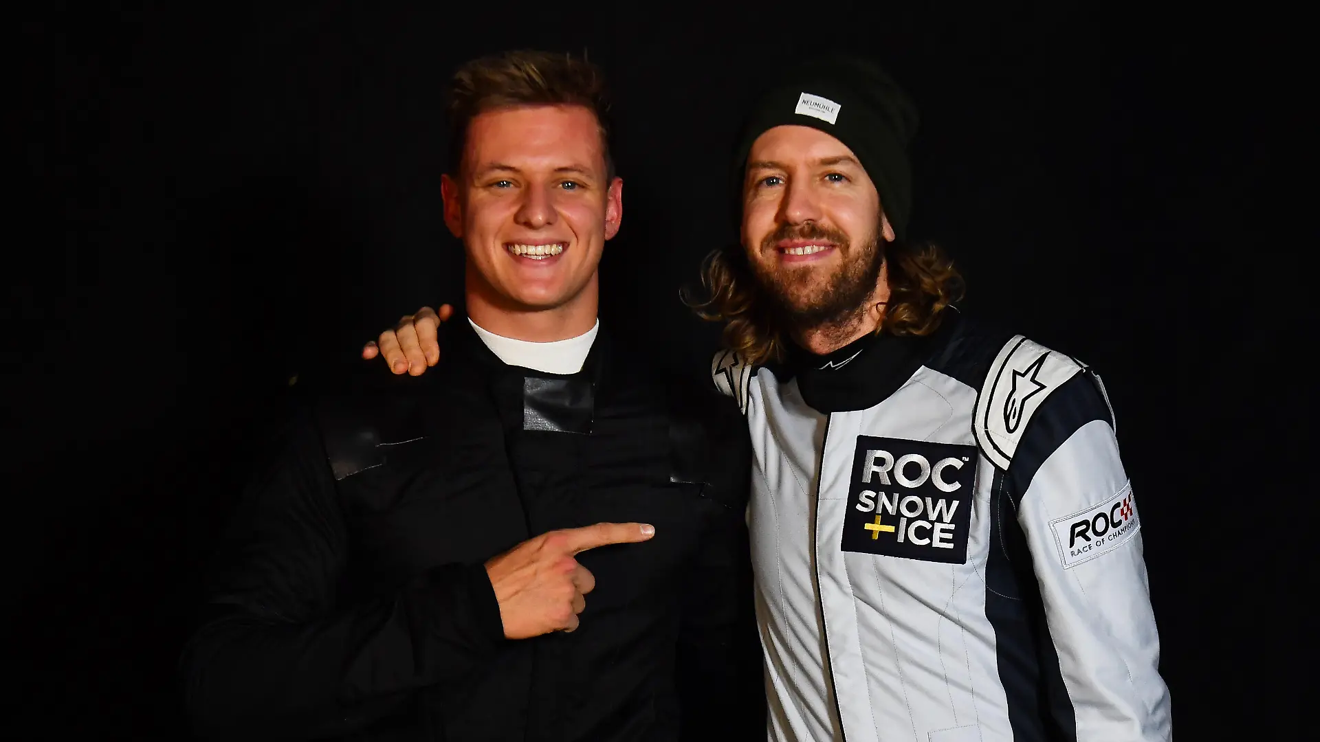29.01.2023,, Pite Havsbad Piteå, ROC - Race of Champions 2023
, im Bild
Sebastian Vettel, Mick Schumacher / action press / action press