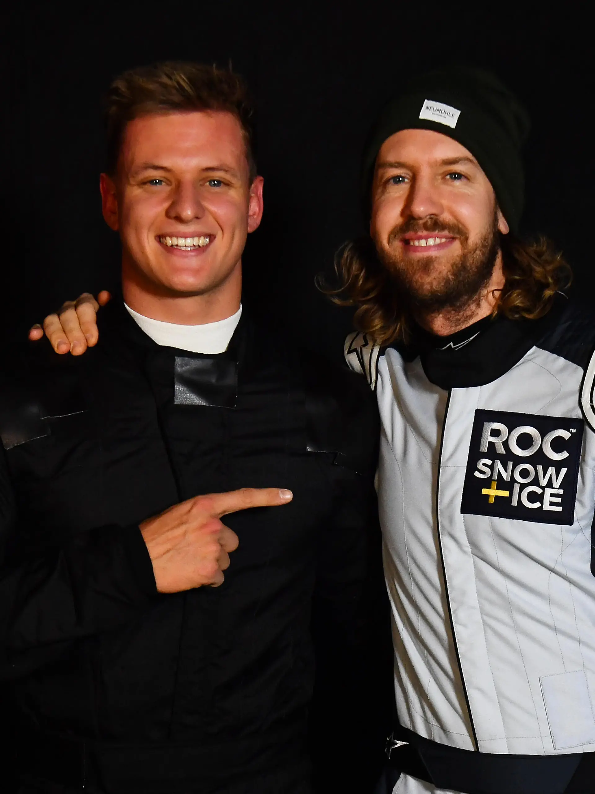29.01.2023,, Pite Havsbad Piteå, ROC - Race of Champions 2023
, im Bild 
Sebastian Vettel, Mick Schumacher / action press / action press
