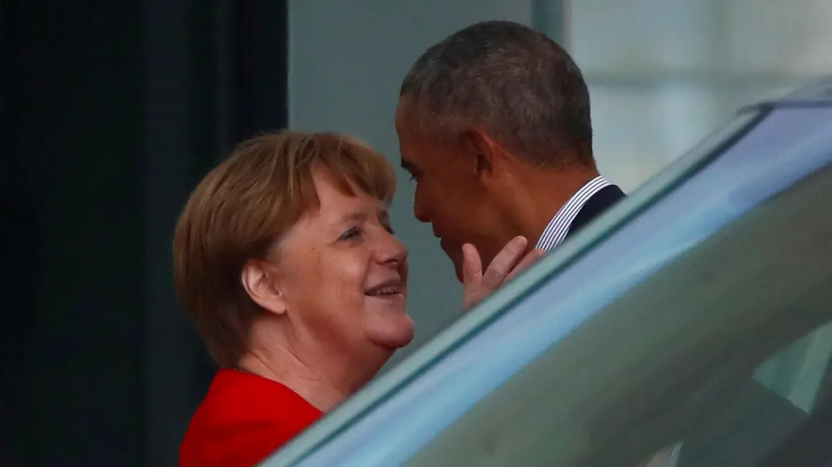 Former U. S. President Barack Obama leaves after a meeting with German Chancellor Angela Merkel at the chancellery in Berlin, Germany April 5, 2019. REUTERS/Hannibal Hanschke TPX IMAGES OF THE DAY