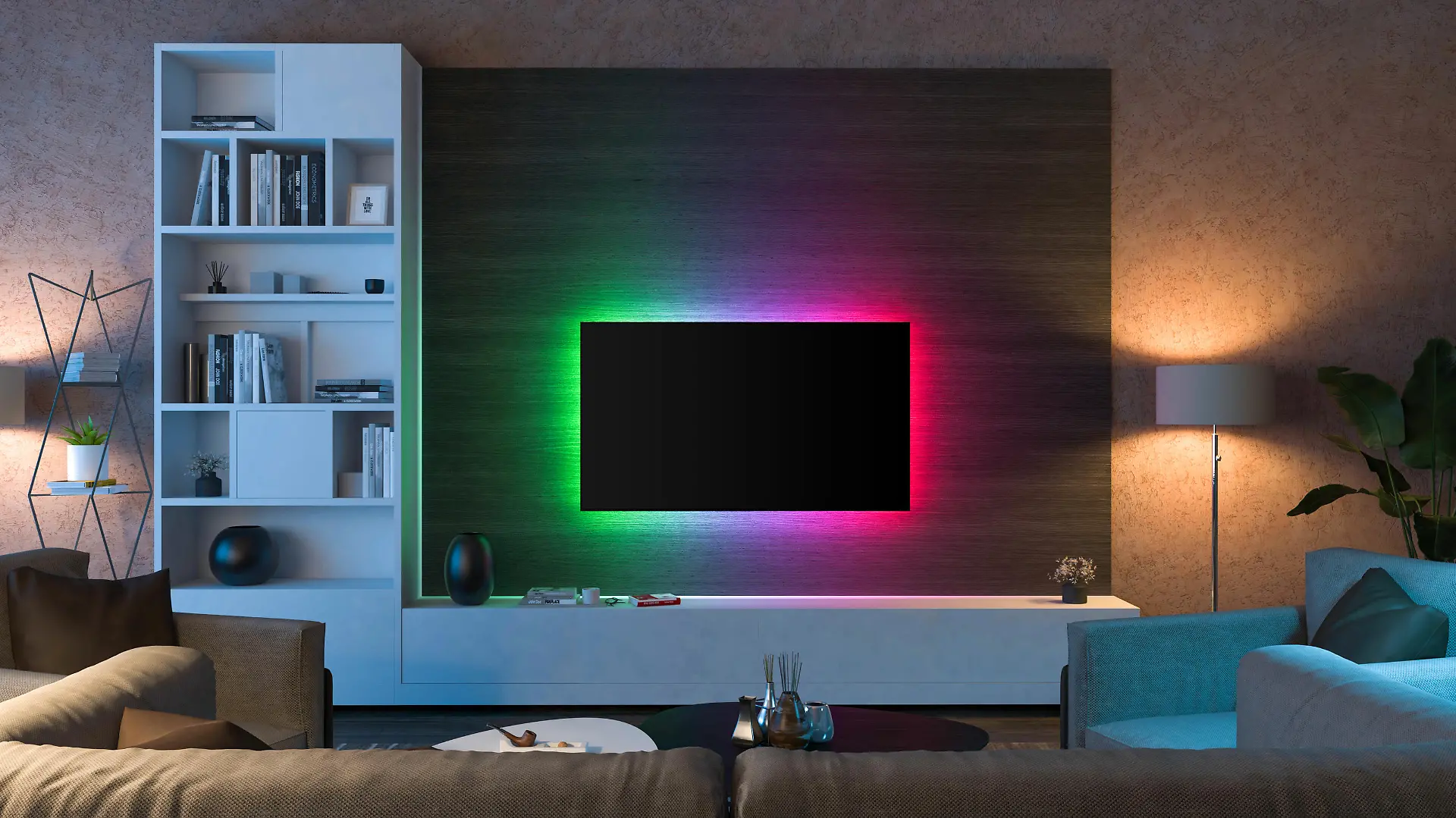 TV Light Strips. 3D Illustrations. Front view.