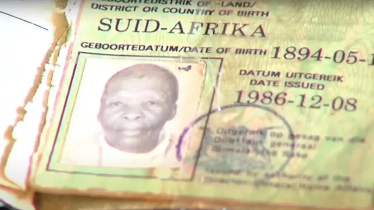 ID of the South Africa's oldest person, Johanna Mazibuko, who celebrated her 128th birthday on 11th May 2022. (Newsflash)