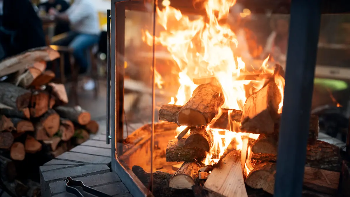 Fireplace at the cafe
