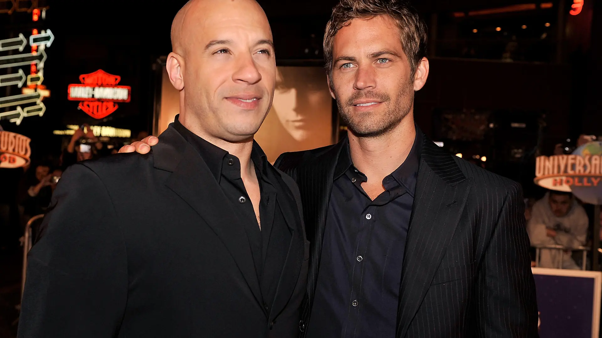 UNIVERSAL CITY, CA - MARCH 12: Actors Vin Diesel (L) and Paul Walker arrive at the premiere Universal's "Fast & Furious" held at Universal CityWalk Theaters on March 12, 2009 in Universal City, California. (Photo by Kevin Winter/Getty Images)