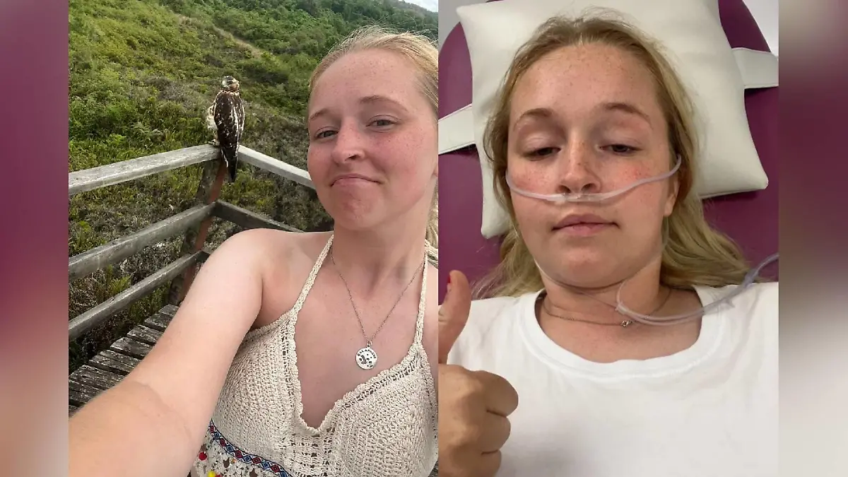 Mollie Mulheron auf den Galapagosinseln und im Krankenhaus.
