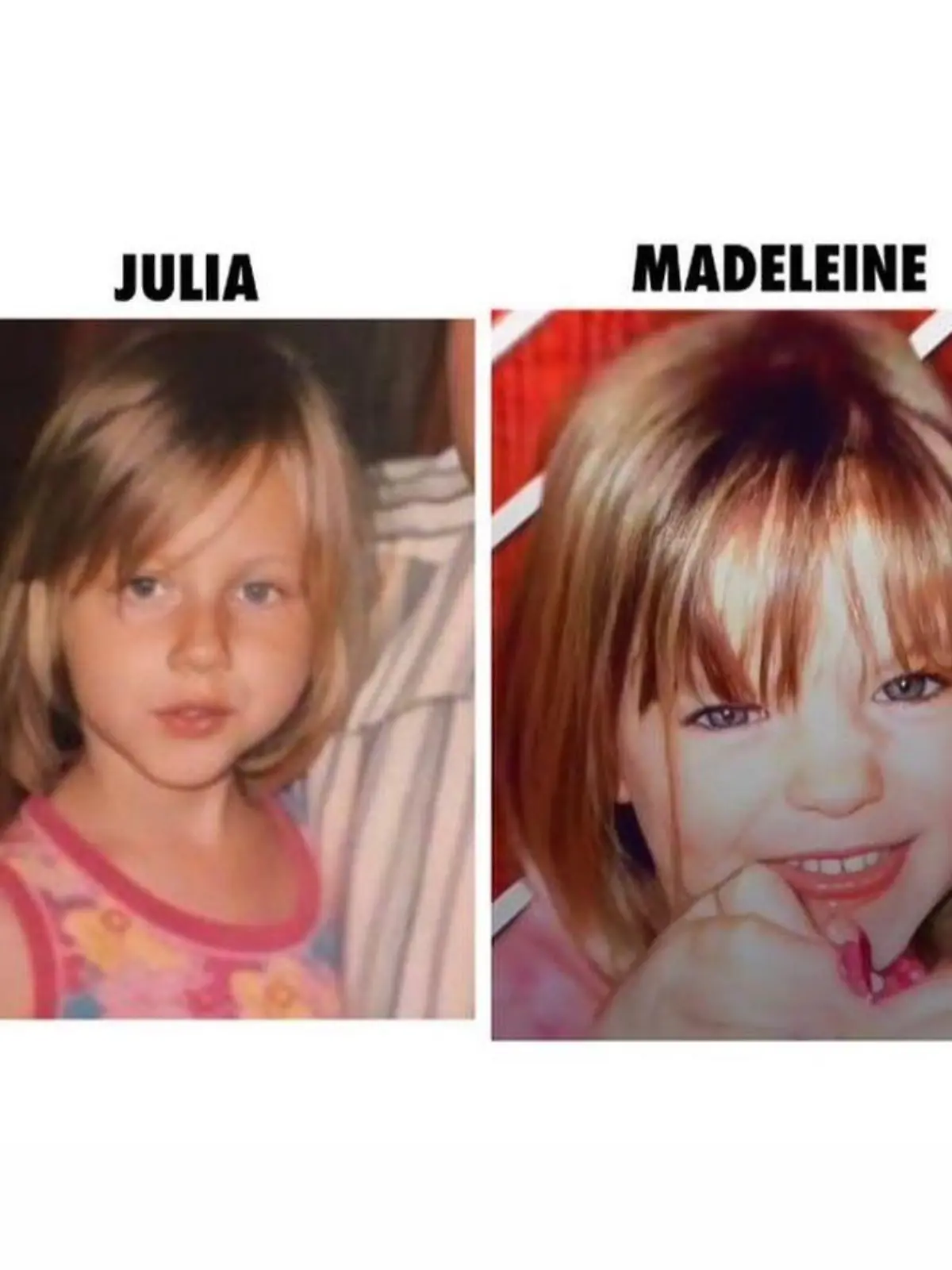 Ein Bild aus Kindertagen: Julia W. (l.) behauptet, Maddie Mc Cann zu sein.