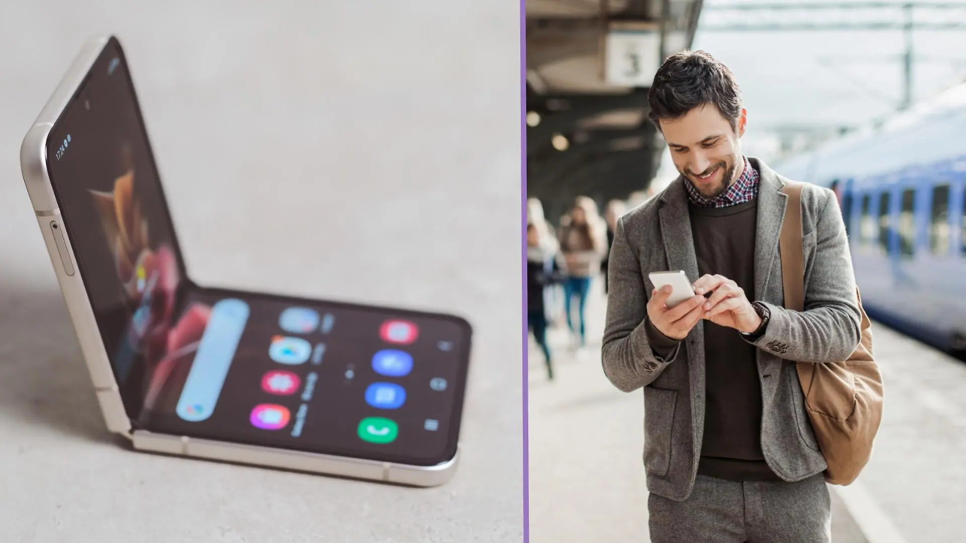 Faltbares Handy, Junger Mann mit Smartphone
