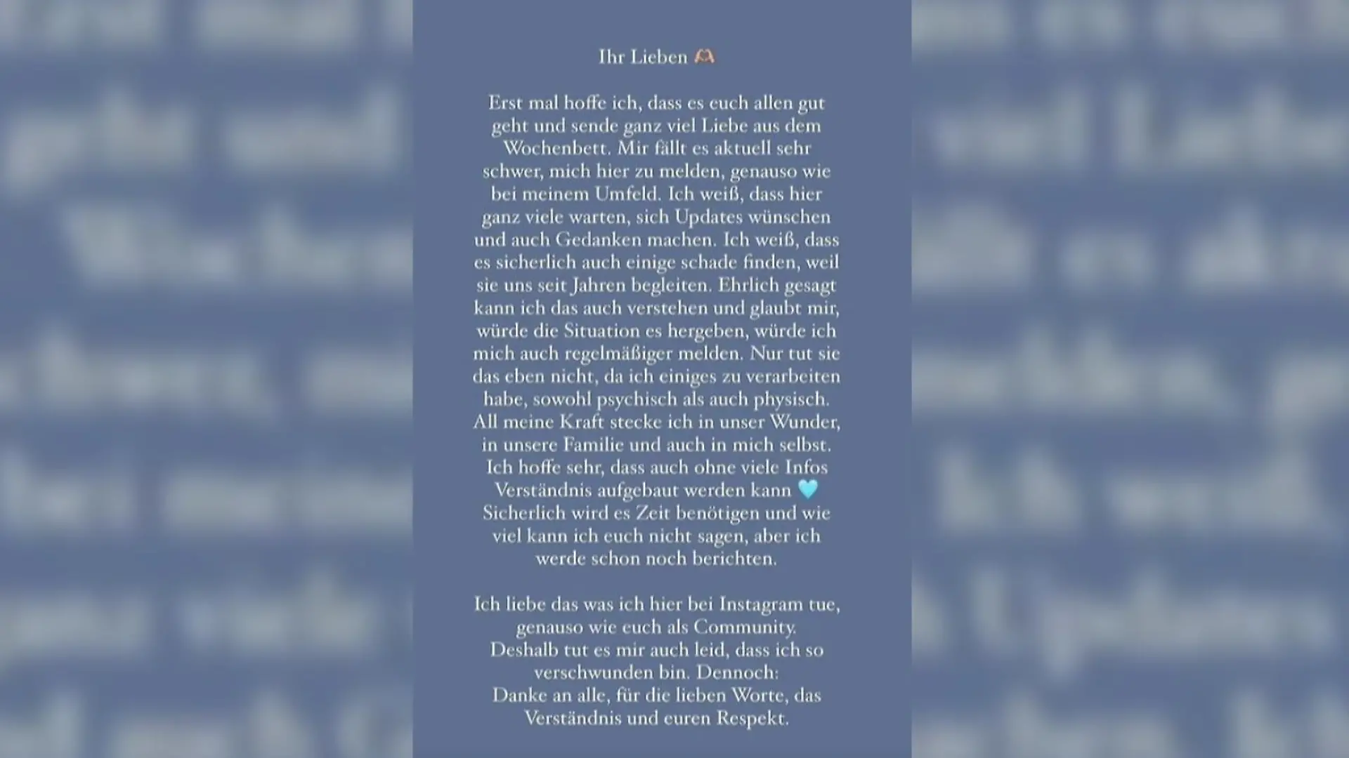 Textnachricht aus Anna Adamyans Instagram-Story