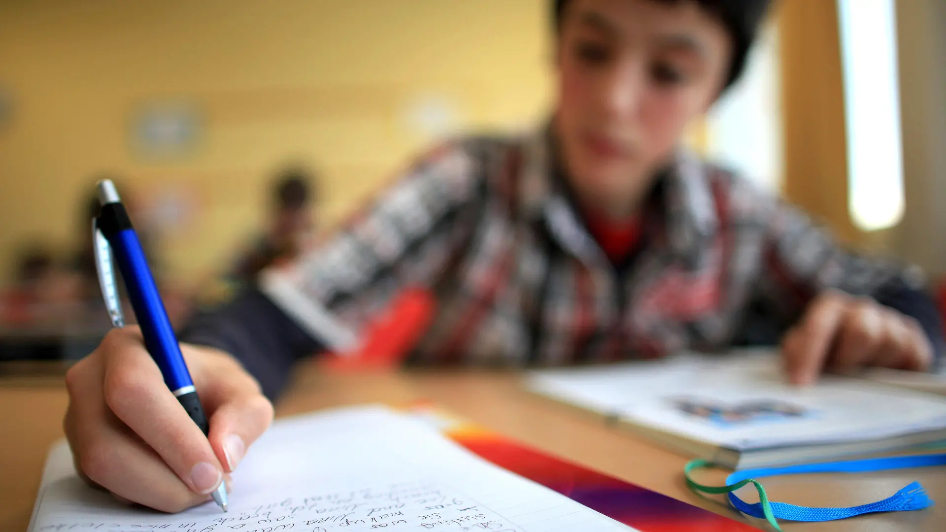 Ein Schüler lernt am Montag (06.12.2010) an einer Hauptschule in Arnsberg (Sauerland). Fast eine halbe Millionen 15-Jähriger machte mit. Am Dienstag wird die neue Studie vorgestellt. Foto: Julian Stratenschulte dpa/lnw +++(c) dpa - Bildfunk+++