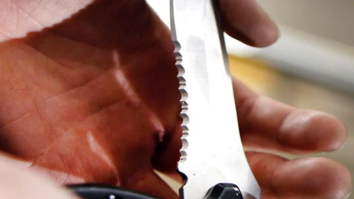 Eine Person hält ein Klappmesser