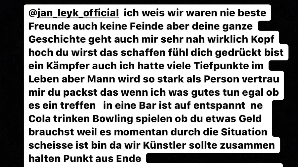 Pietro Lombardis Worte an Jan Leyk
