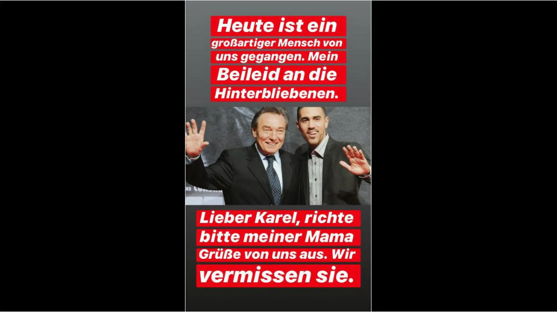 Bushido nimmt auf Instagram Abschied von Karel Gott.