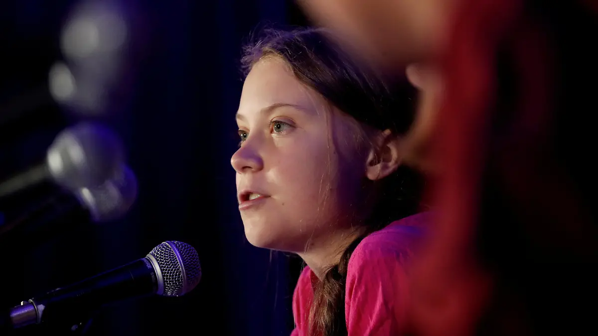 FILE PHOTO: Swedish climate activist Greta Thunberg speaks with other child petitioners from 12 countries who presented a landmark complaint to the United Nations Committee on the Rights of the Child to protest the lack of government action on the climate crisis during a news conference in New York, U.S., September 23, 2019. REUTERS/Shannon Stapleton/File Photo
