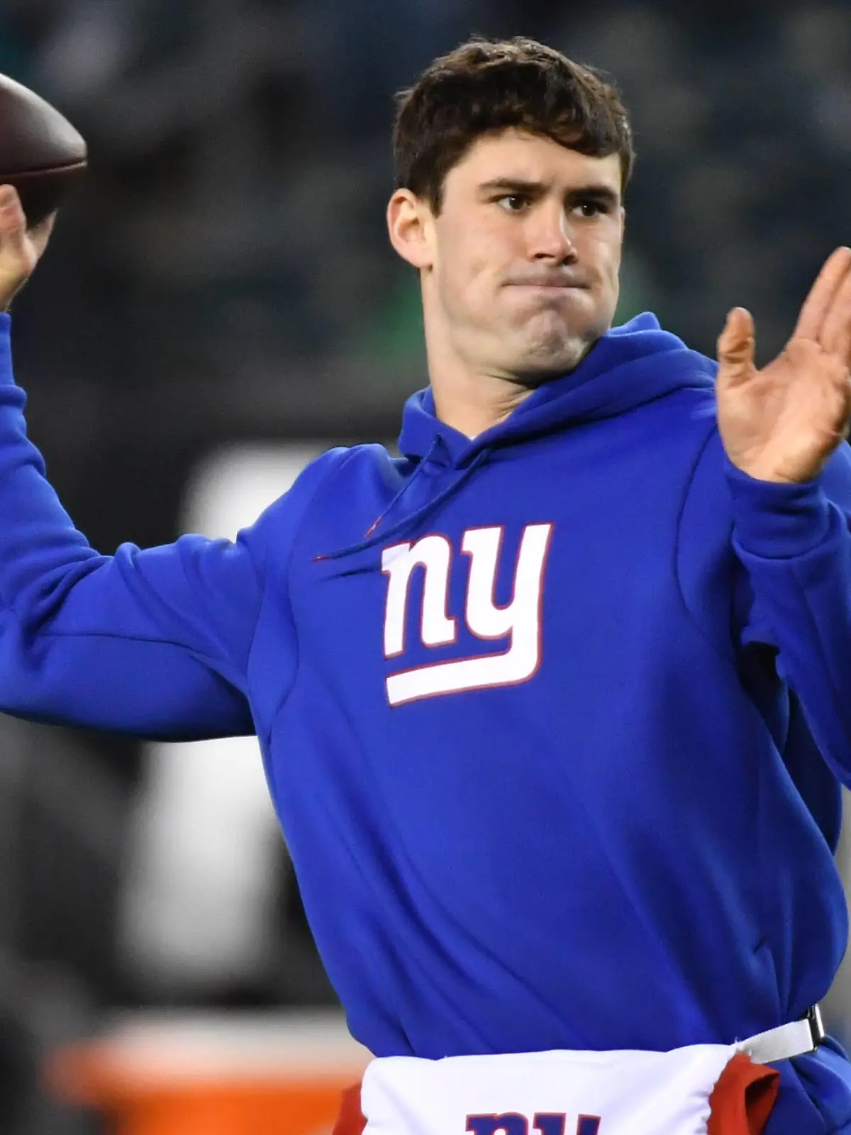 NFL, American Football Herren, USA NFC Divisional Round-New York Giants at Philadelphia Eagles Jan 21, 2023 Philadelphia, Pennsylvania, USA New York Giants quarterback Daniel Jones 8 during warmups against the Philadelphia Eagles before NFC divisional round game at Lincoln Financial Field. Philadelphia Lincoln Financial Field Pennsylvania USA, EDITORIAL USE ONLY PUBLICATIONxINxGERxSUIxAUTxONLY Copyright: xEricxHartlinex 20230121_lbm_se7_002