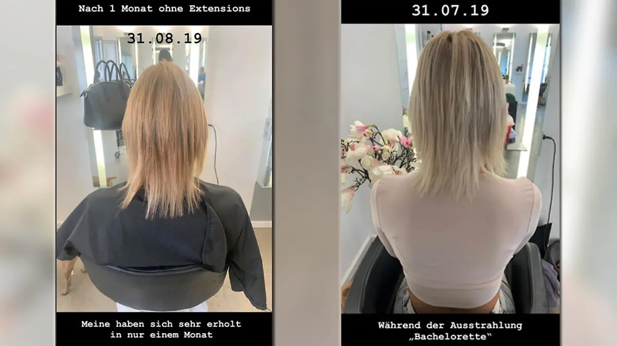 Gerda Lewis zeigt bei Instagram, wie ihre Haare ohne Extensions aussehen.