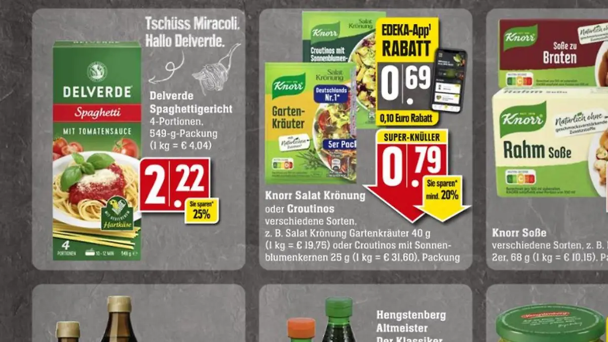 Mit einem Seitenhieb auf Mars wirbt Edeka für die Miracoli-Alternative von Delverde.