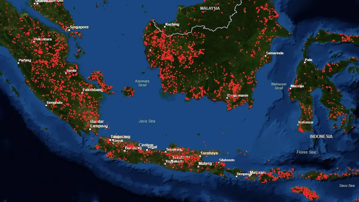 So viele Brände wurden innerhalb der vergangenen sieben Tage in Indonesien registriert.