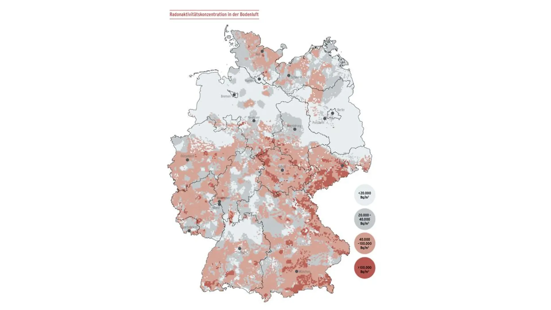 Karte "Radon-Konzentration im Boden"