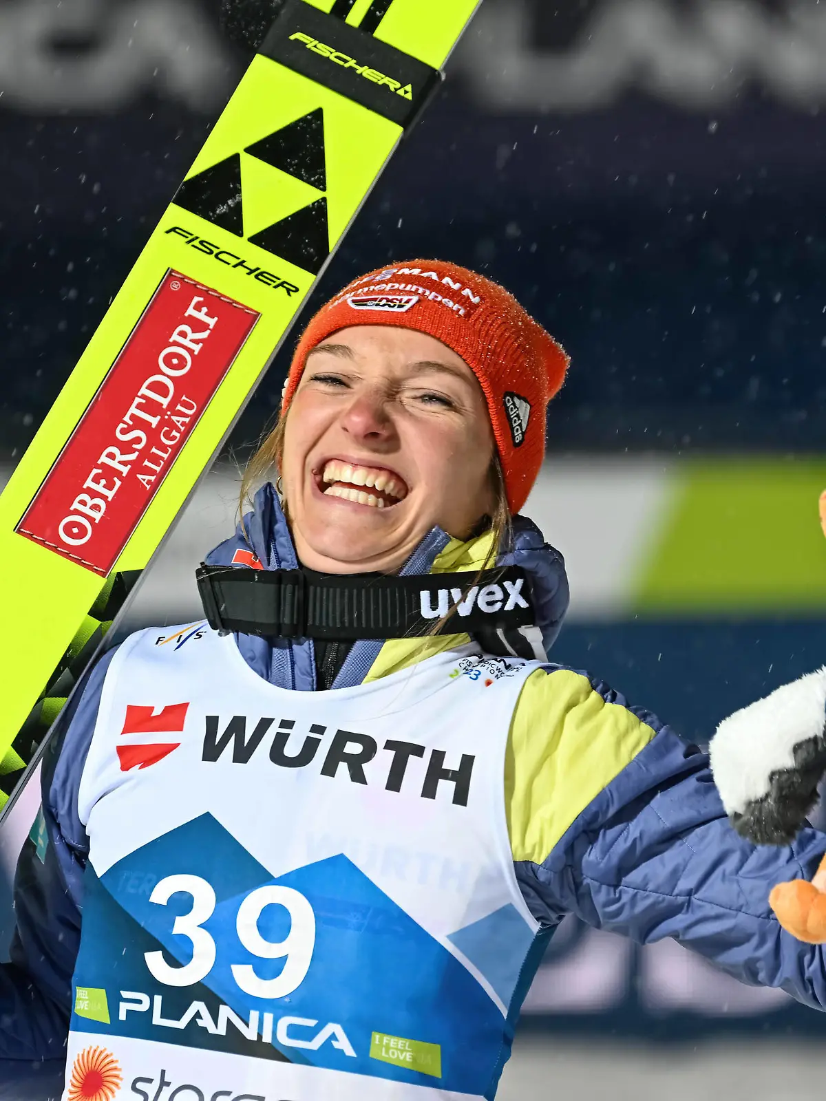 March 1, 2023, Planica, Slovenia: Third placed Katharina Althaus of Germany celebrates during the Ski jumping, Skispringen, Ski, nordisch Individual Women HS 138 at the FIS Nordic Skiing World Championships in Planica. Planica Slovenia - ZUMAs197 20230301_zaa_s197_174 Copyright: xAndrejxTarfilax
