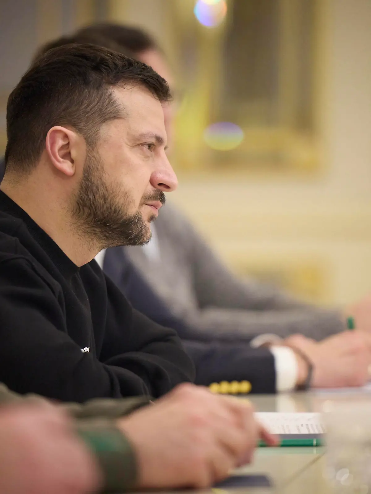 February 27, 2023, Kyiv, Kyiv Oblast, Ukraine: Ukrainian President Volodymyr Zelenskyy listens to U.S Treasury Secretary Janet Yellen during a face-to-face meeting at the Mariinsky Palace, February 27, 2023 in Kyiv, Ukraine. Kyiv Ukraine - ZUMAp138 20230227_zaa_p138_013 Copyright: xPoolx/UkrainianxPresidentiax
