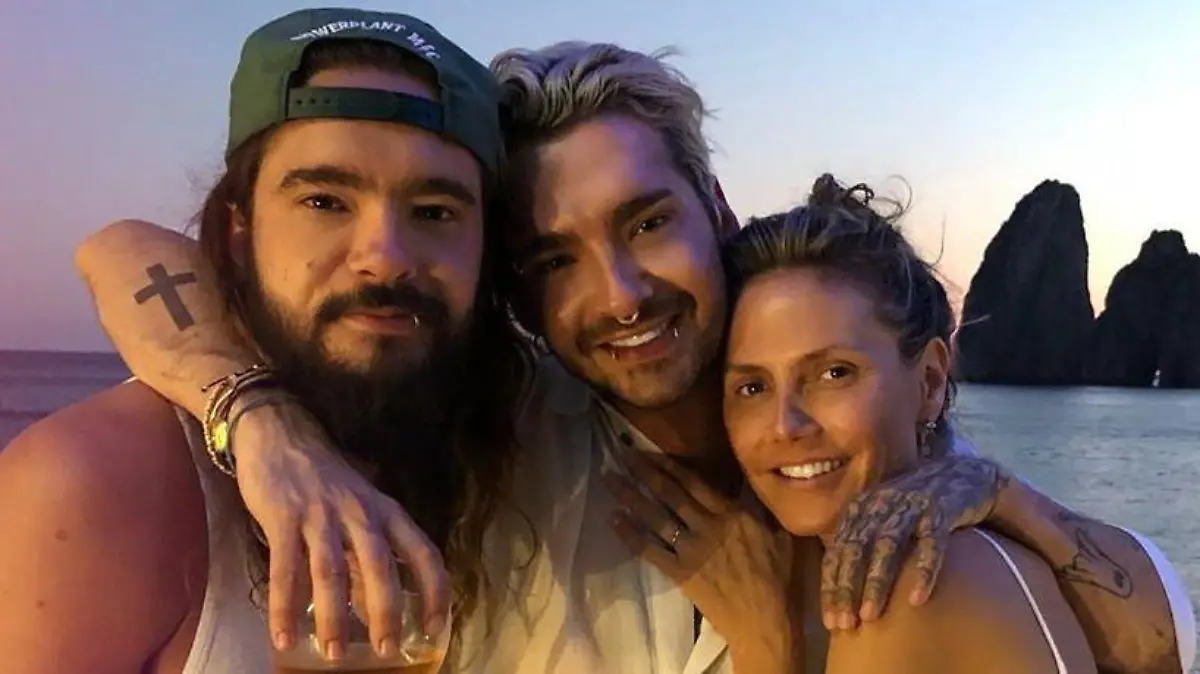 Tom Kaulitz mit Bruder Bill und Heidi Klum