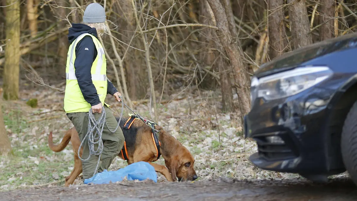 Germany: Police search forest area for the missing Brandenburg: Search operation of the riot police with dogs and helicopters in the forest after the missing Rebecca from Berlin. The forest area is located in southeastern Berlin near Storkow. The 15-year-old student is missing since 18 February 2019. Kummersdorf bei Storkow Brandenburg Germany Waldgebiet PUBLICATIONxINxGERxSUIxAUTxONLY SimonexKuhlmey