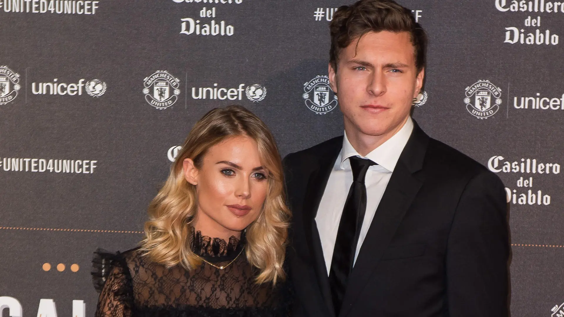 United for Unicef Gala Dinner. Victor Lindelof and Maja Nilsson attend a gala dinner at Old Trafford in Manchester, held by Manchester United and Unicef to raise funds for the charity. Picture date: Wednesday November 15, 2017. Photo credit should read: Peter Powell/PA Wire URN:33738937