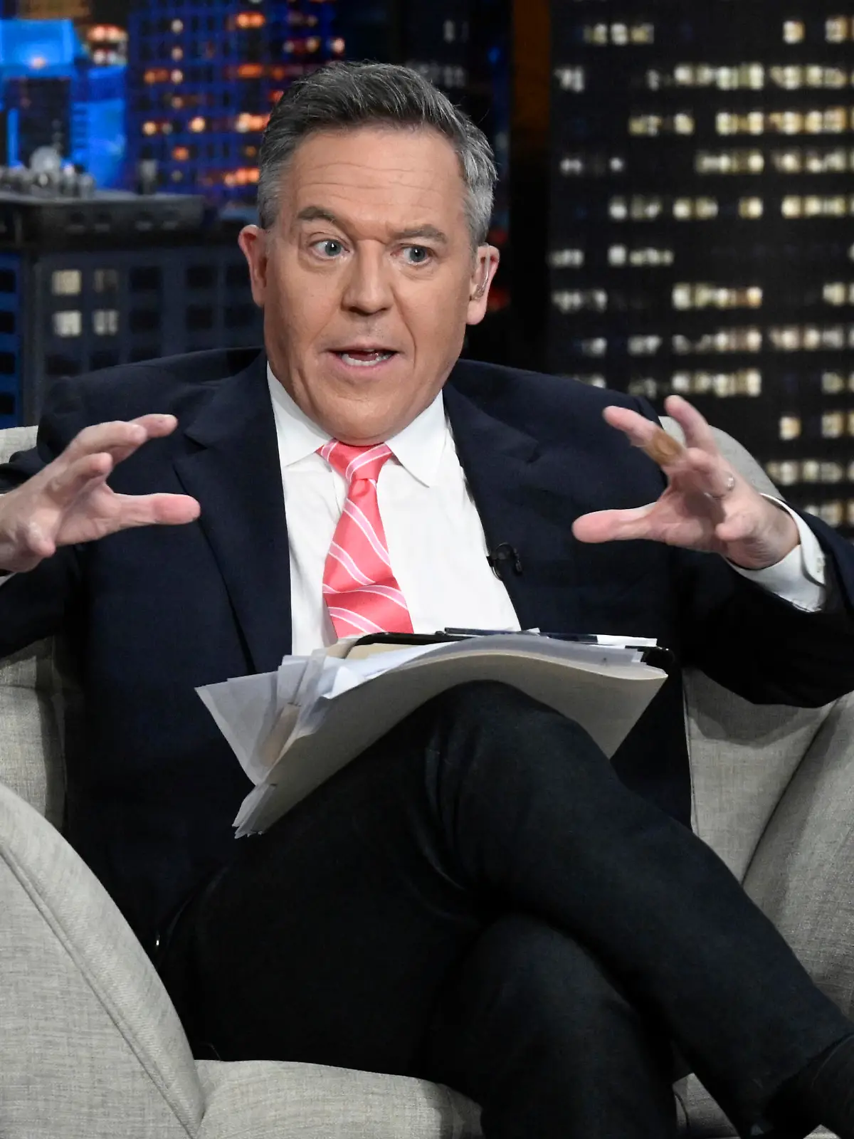 Television host Greg Gutfeld appears on FOX News Channel's late-night talk show "Gutfeld!" at the FOX News studios on Thursday, July 28, 2022, in New York. (Photo by Evan Agostini/Invision/AP)