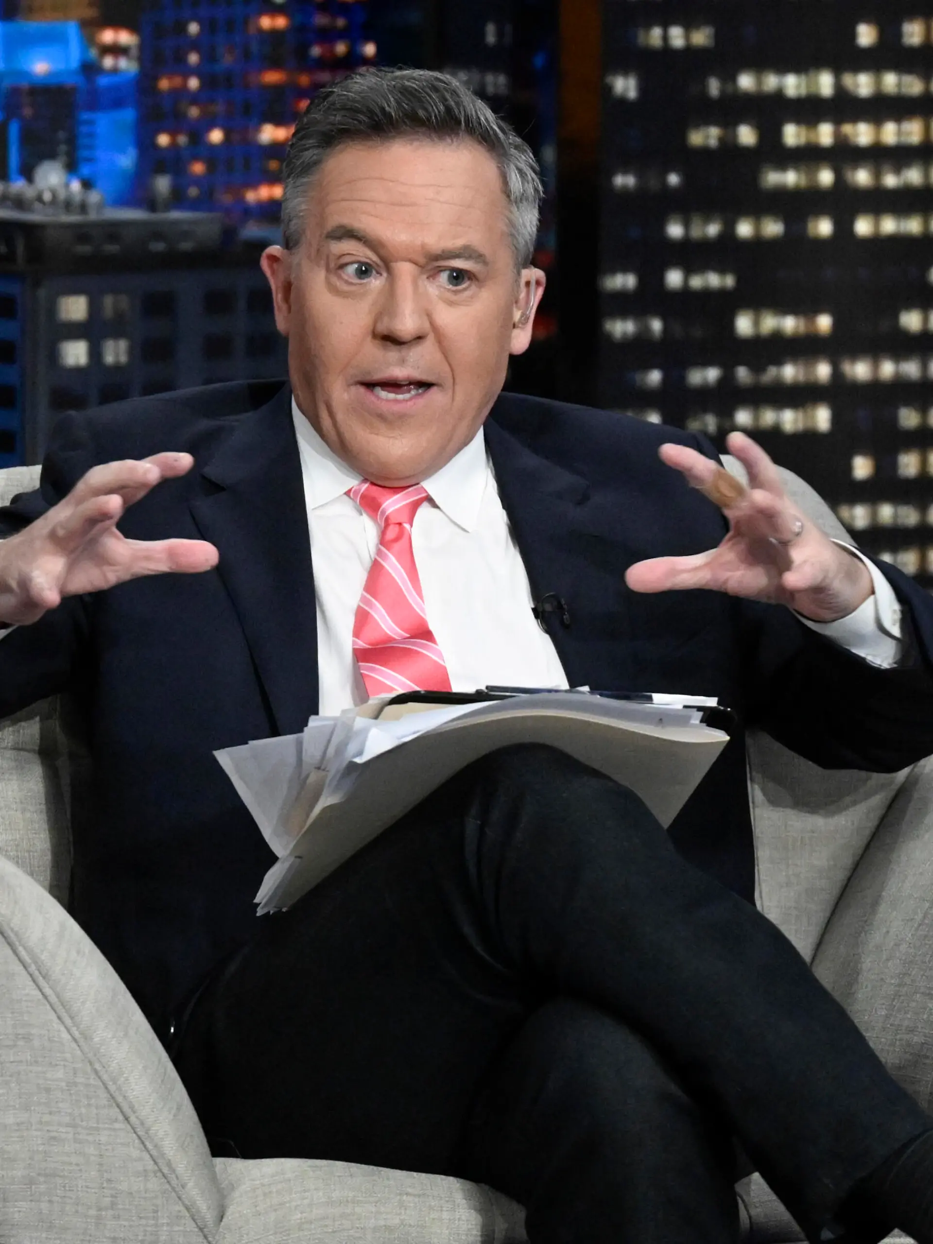 Television host Greg Gutfeld appears on FOX News Channel's late-night talk show "Gutfeld!" at the FOX News studios on Thursday, July 28, 2022, in New York. (Photo by Evan Agostini/Invision/AP)